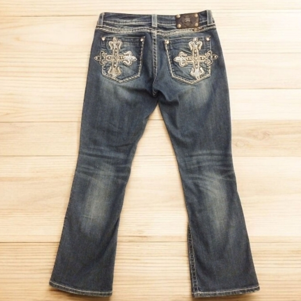 Miss Me Dark Wash Embellished Embroidered Bootcut Denim Y2K Jeans JE5333B3R